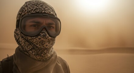 Desert Wanderer: A Portrait of Resilience Amidst a Sandstorm in the Sahara