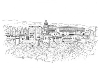 Plaza de Toros de la Maestranza in Seville one line drawing