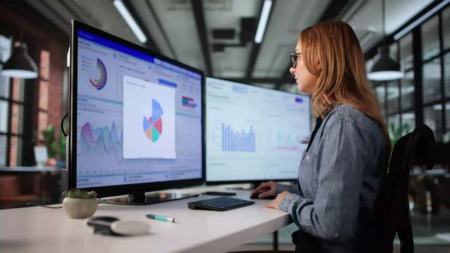 Financial Data Analysis On Computer Monitor - Powered by Adobe