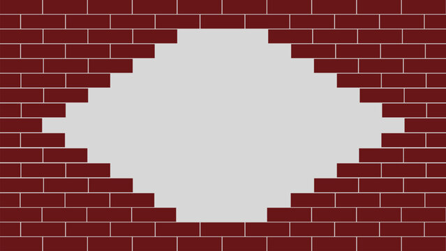 brick wall hole broken wall opening empty space red brick template
