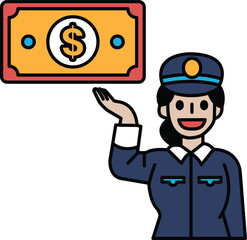 A woman is holding a $1 bill in her hand