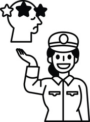 Fototapeta premium A woman in a uniform is holding up a hand with a star on it