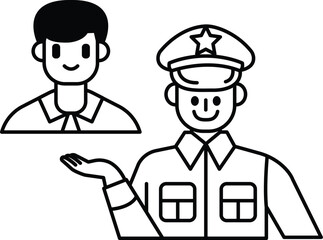 A man in a uniform is holding a hand out to another man