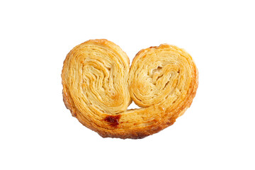 Fototapeta premium A top down view of a palmier cookie, against a white background.