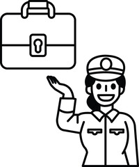 A woman is holding a briefcase and smiling