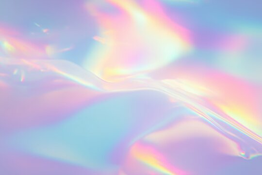 Blurred Refraction Light Texture Overlay With Holographic Rainbow Colors, Metallic and Plastic Surface Effect, Neon Backdrop for Abstract Design and Futuristic Visuals