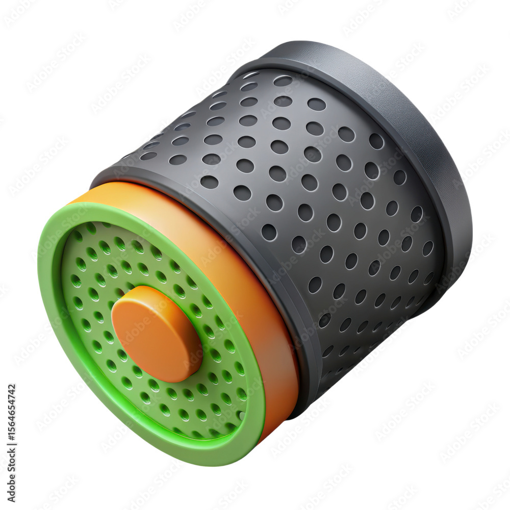 Poster conceptual 3d rendering of a modern filter design for high quality 3d rendering icon with a perforat