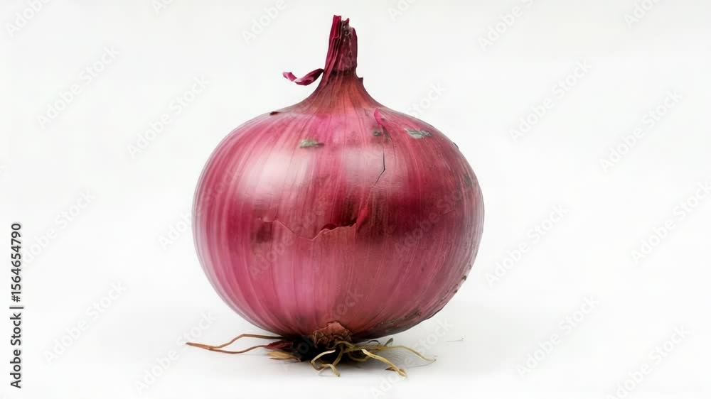 Poster A single red onion sits on a clean white surface, perfect for photography or graphic design projects