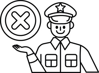 A man in a uniform is holding a sign that says 