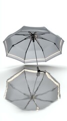A stylish gray umbrella with a reflective surface, showcasing elegance and functionality, perfect for rainy days or outdoor events. windproof uv protection water resistant