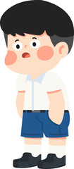 Illustration of Schoolboy Looking Worried