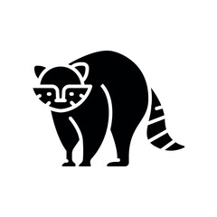 raccoon black flat icon for digital and print projects. North american animals.
