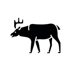 moose black flat icon for digital and print projects. North american animals.