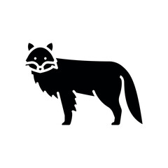 arctic fox black flat icon for digital and print projects. North american animals.