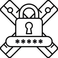 A black and white image of a lock with a keyhole and a padlock