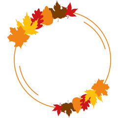 Round Autumn Leaves Frame