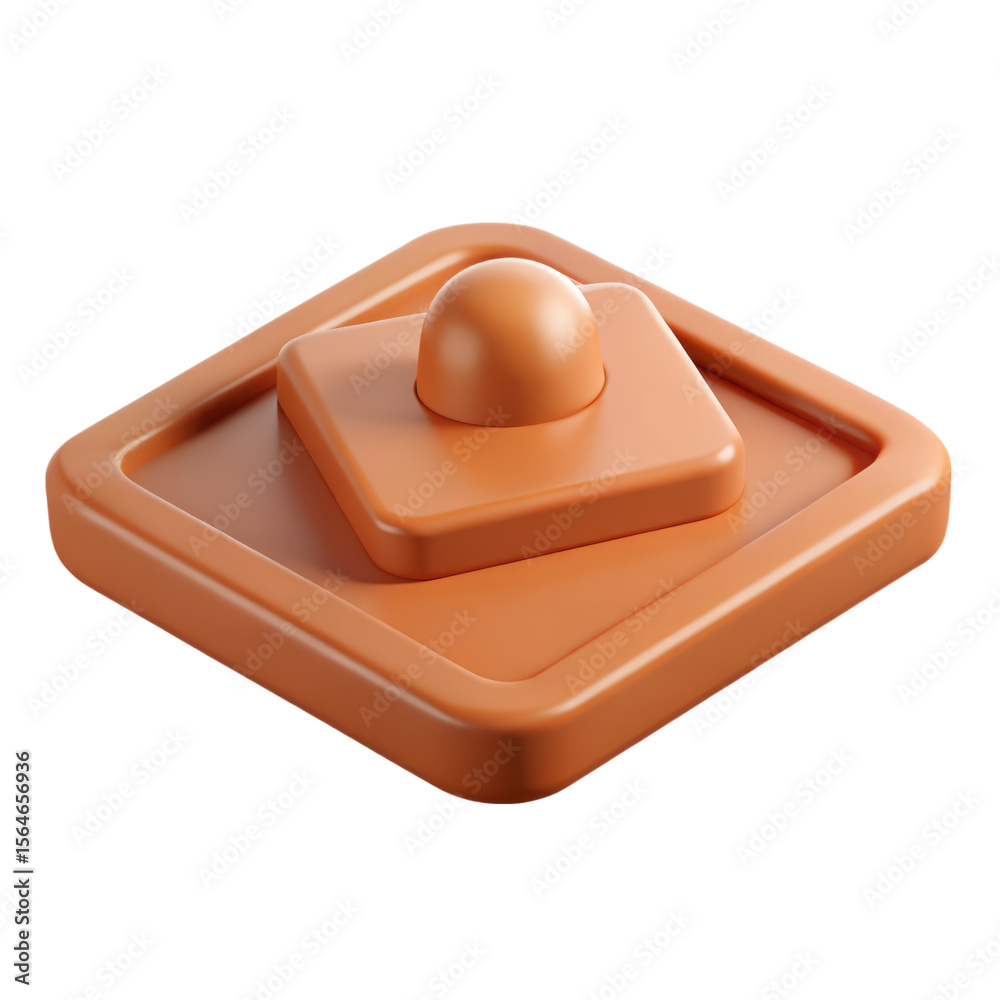 Poster orange geometric icon with a rounded top created using a high quality 3d rendering on a white backgr