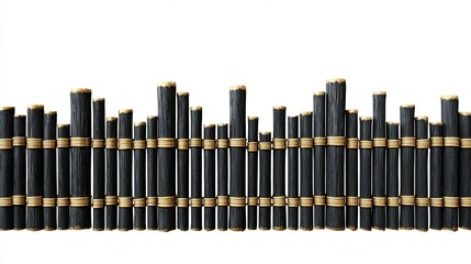 Sophisticated black bamboo fence illustration set against a stark white background