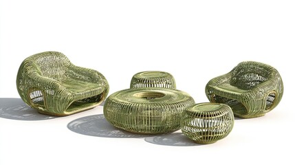 Elegant wicker furniture set perfect for stylish outdoor spaces and interior design concepts