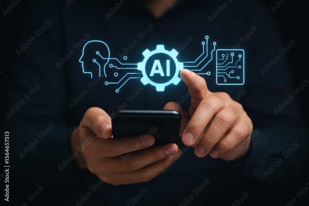 Poster ai integration in the digital realm: a visual representation of ai integration in the digital world.