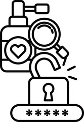 A black and white image of a lock with a key