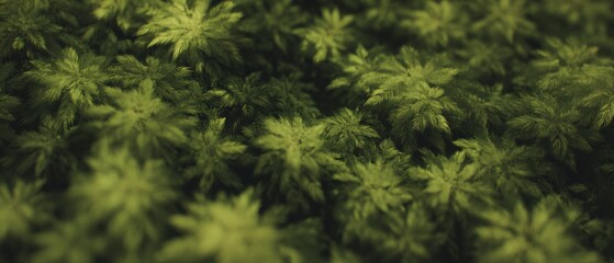 Fototapeta premium Dense Moss Surface with Cushion Texture and Vibrant Green Leaflets