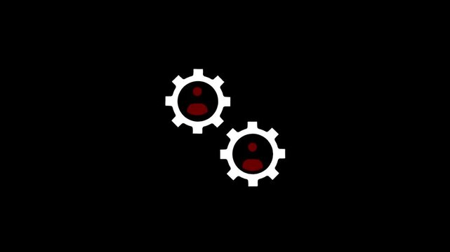 Animated Red and White Cogs Teamwork Collaboration Business Technology Abstract Looping Motion