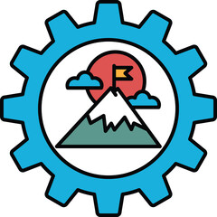 A mountain with a flag on top of it