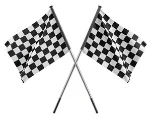 Fototapeta premium Two 3d crossed checkered racing flag isolated on white .