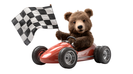 teddy bear with a toy car