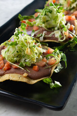 A view of some garnaches, on a plate.