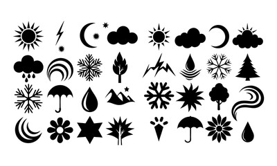Term & Nature Icon Pack, Solid Black Eps/Jpeg Vector Set for Web and Print