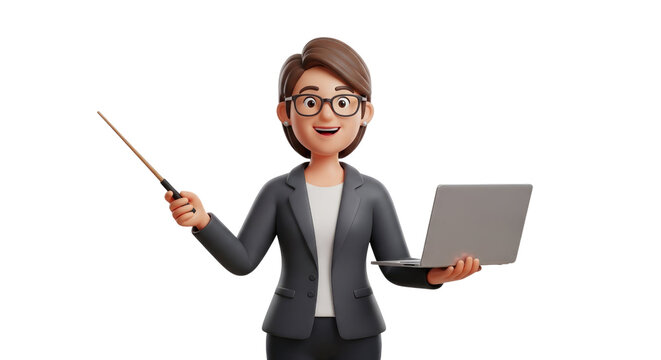 3D Render of a Confident Businesswoman Giving a Presentation