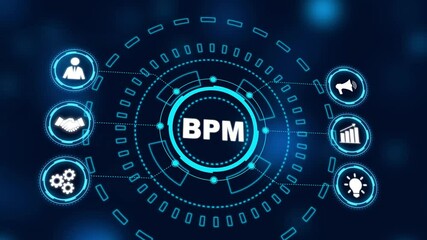 BPM Business process management system technology concept. Business, Technology, Internet and network concept. new business concept. connections in different places on the map. - Powered by Adobe