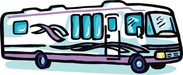 RV, travel trailer, camper, motor home, line art, black and white, illustration, recreational vehicle, fifth wheel, van camper, vintage4