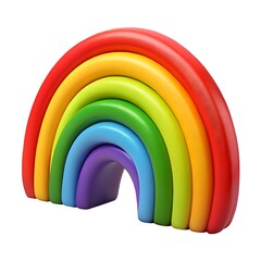 Obraz premium Vibrant glossy 3d rendered rainbow arch with distinct color bands on a clean white background