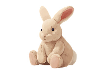 Obraz premium Adorable Beige Plush Bunny Rabbit Soft Toy for Children Isolated on transparent background, cutout 