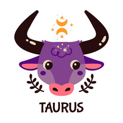 Colorful Taurus Illustration With Astrological Symbols