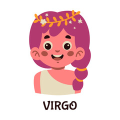 Cute Virgo Zodiac Cartoon Illustration