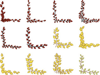 hand draw Autumn leaves conner illustration for decoration on nature, healthy, tea drinks and organic life style concept.