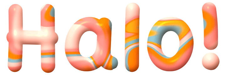 3D Vector Text “Halo” with Bold Summer Color Palette and Liquify Effect