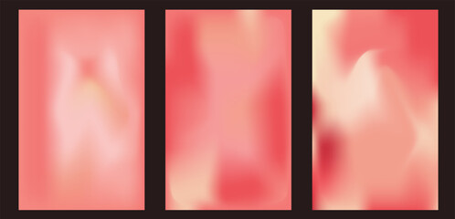 Set of peach yellow gradient wallpaper, abstract template, soft background