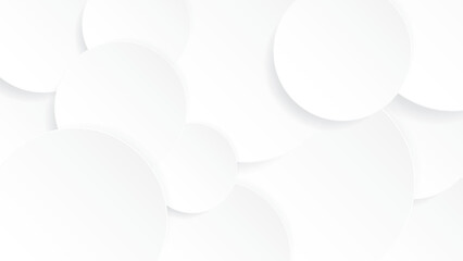 Multiple 3D white circular plates paper cut style overlap background graphic illustration have blank space.