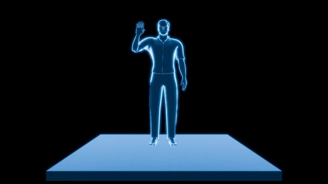 3D Hologram of Human waving in 4K Resolution Loop