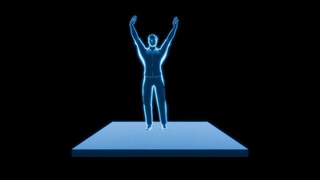 3D Hologram of Human waving in 4K Resolution Loop