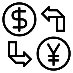 Dollar and Yen Exchange Icon Minimalist Business Finance Currency Concept