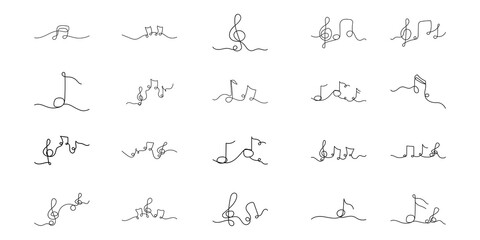 Music Note Continuous Line