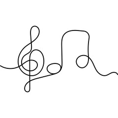 Music Note Continuous Line