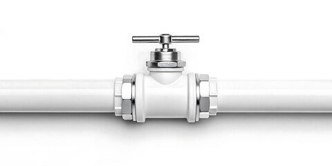 White Plastic Pipe with Chrome Valve Plumbing and Home Improvement