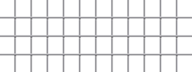 A detailed view of a metal grid structure against a bright white backdrop. The grid consists of evenly spaced horizontal and vertical bars forming symmetrical squares. © Dave